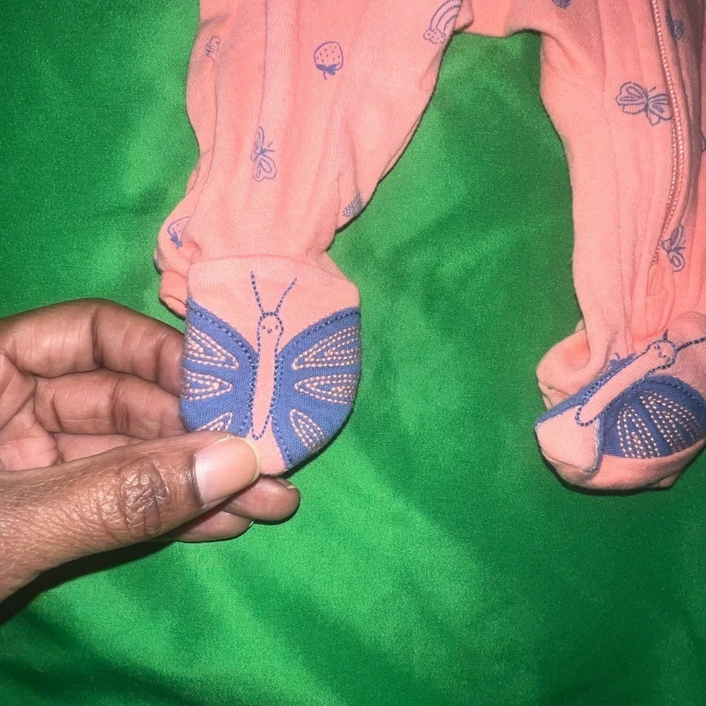 Carter's Tangerine and Blue 'Little Sister' Footie size Newborn